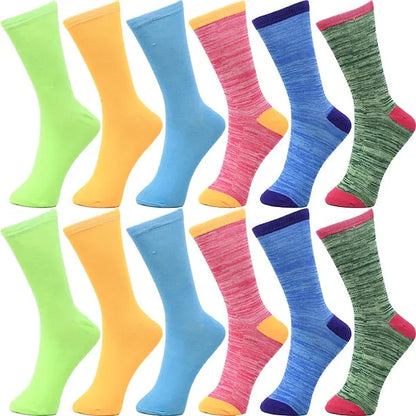 30-Pairs Women's Fun Patterned Cotton-Blend Crew Socks Assorted Pairs - PremiumBrandGoods
