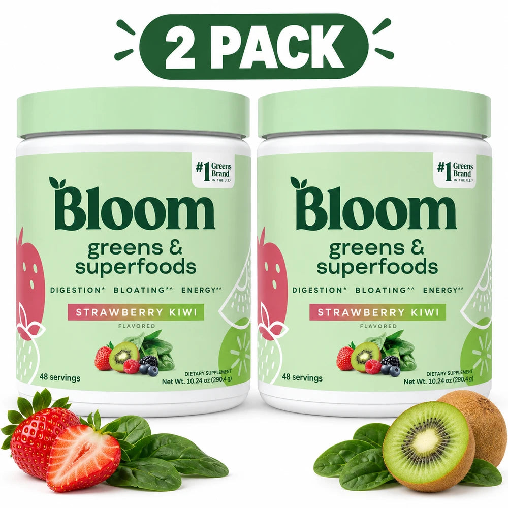 Bloom Nutrition Superfood Greens 2-Pack – Strawberry Kiwi (96 Servings) 09/27
