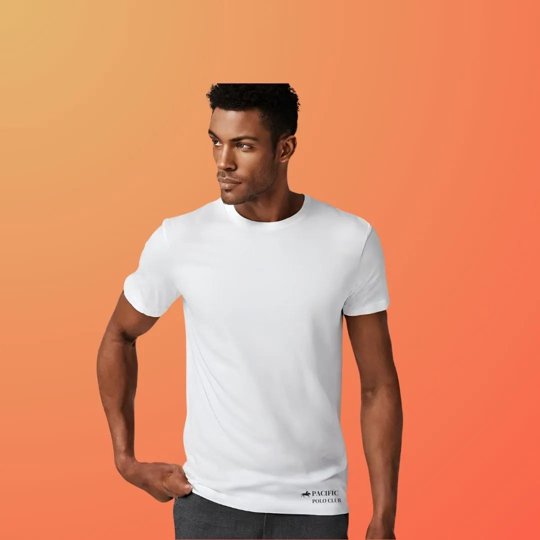 PBG 3 Pack Men's 100% Cotton White T-shirt Crew Neck Polo - PremiumBrandGoods