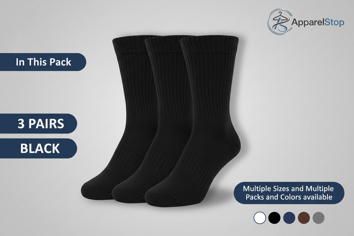 Diabetic Crew Socks Non-Binding Cotton Health Circulatory for Men and Women Multi-Pack 9-15