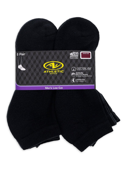 Athletic Works Men's Big & Tall Low Cut Socks - 12 Pair Pack (Shoe Size 12-15)