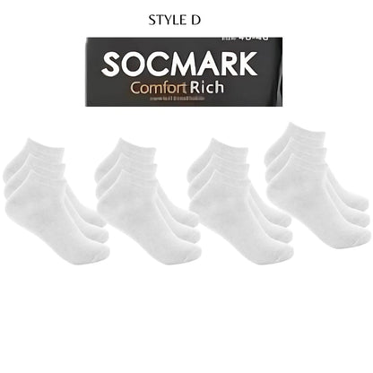 12 Pairs Ankle Socks 9-11 , 10-13 (8 styles) Active , Unisex - PremiumBrandGoods