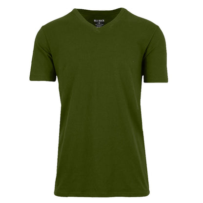 Men's Short Sleeve V-Neck Cotton Blend Stretch Tee Undershirt (M-2XL)