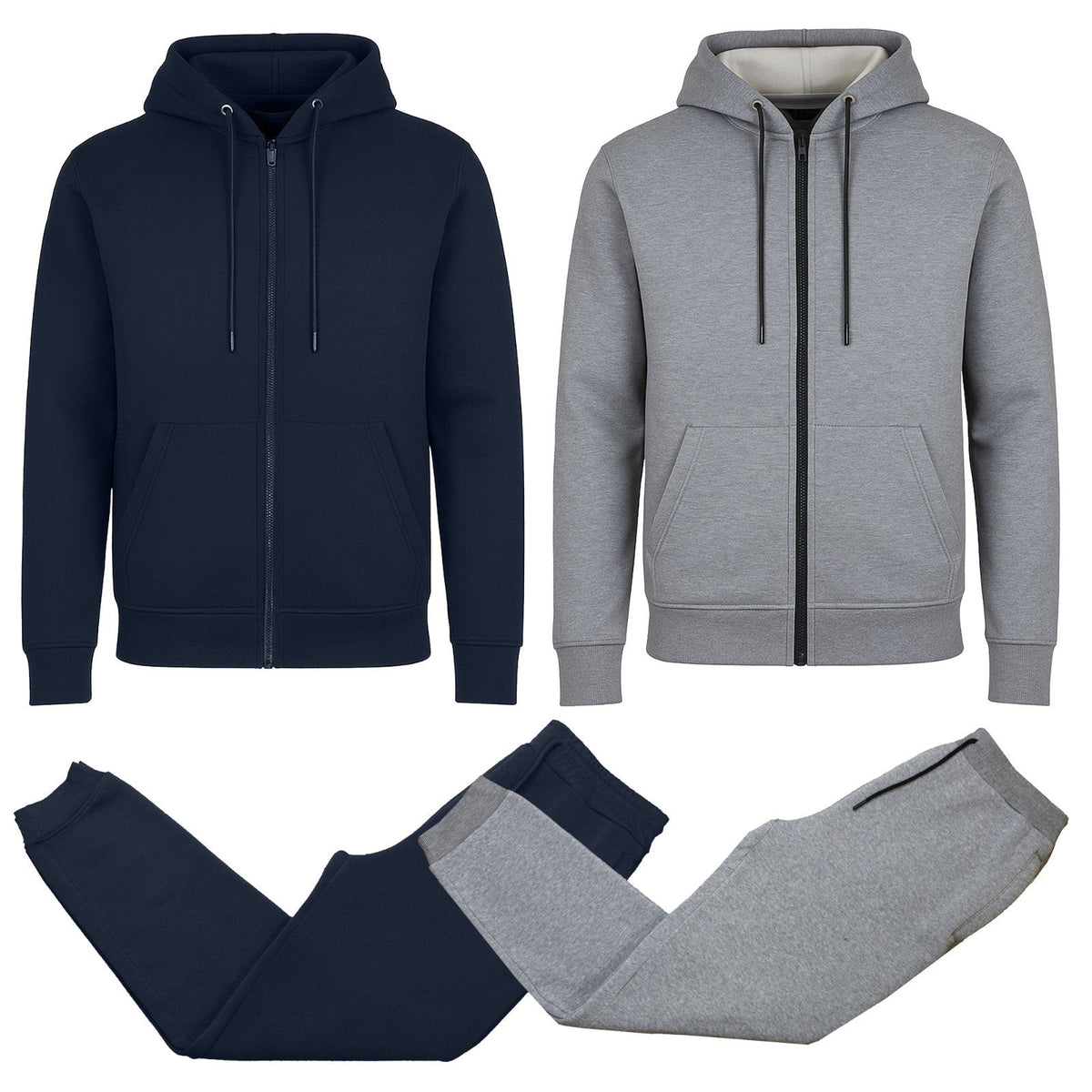 Men’s 4-Piece Fleece-Lined Full Zip Hoodie & Jogger Set – (S–3XL)