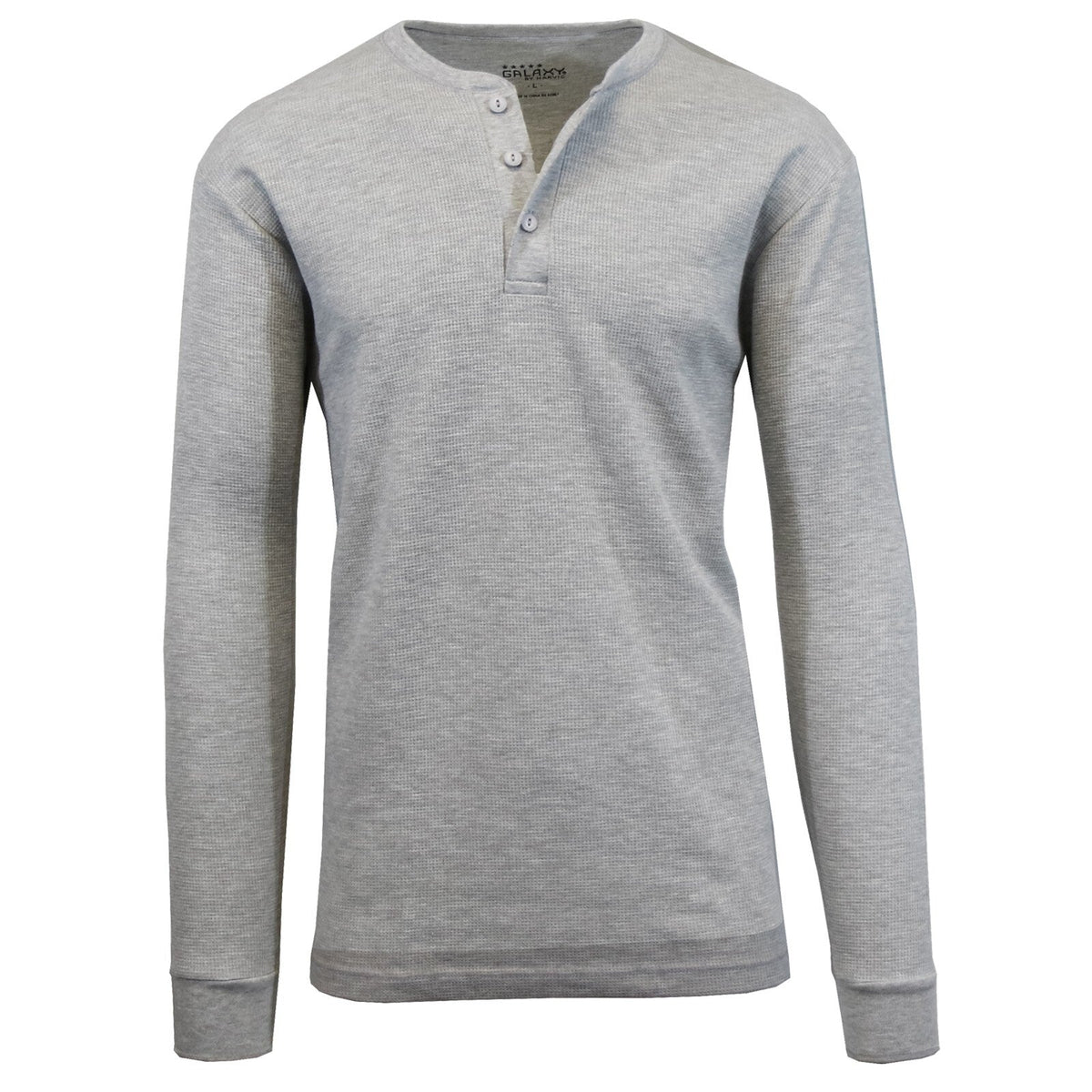 Men's Long Sleeve 3 Button Henley Waffle Knit Thermal Undershirt Tee