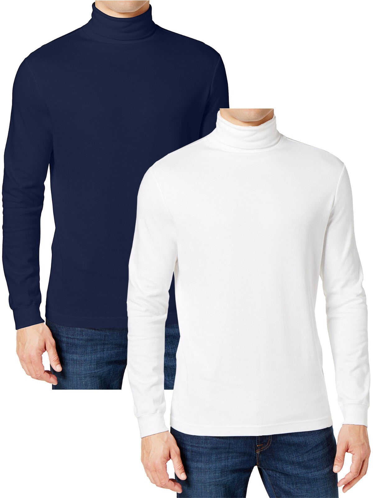 2-Pack Men's Long Sleeve Turtle Neck T-Shirt Tee Layer Cotton Blend Outerwear