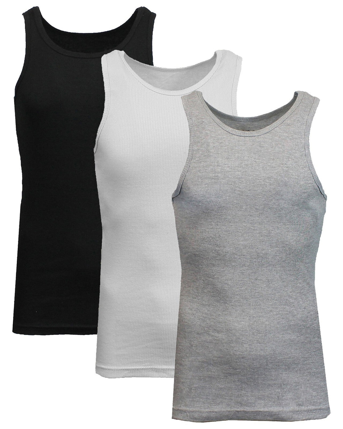 Men's 3 Pack Ribbed Tank Top Shirts Muscle Sleeveless Gym Beach Undershirt