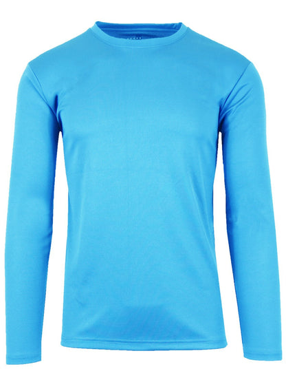 Men's Long Sleeve Crew Neck Performance Tees Layer Lounge Gym Work Casual NEW