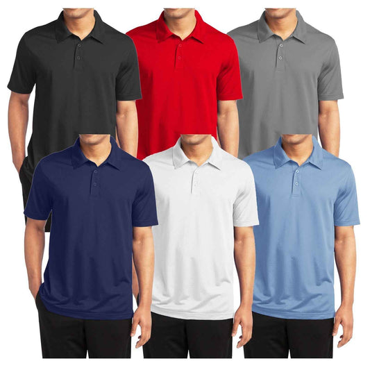 Men's Short Sleeve Moisture Wicking Polo Shirts Lounge Running Gym 3-PACK NEW