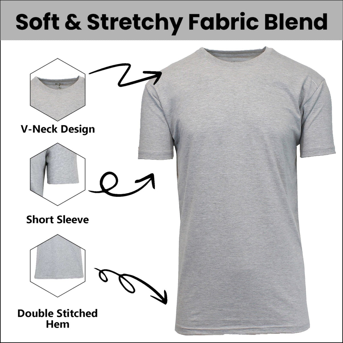 Men’s Modern Fit Crew Neck T-Shirt Soft Breathable Cotton-Poly Blend Casual Tee