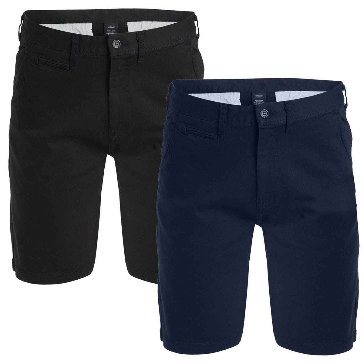 Mens Cotton Flex Stretch Button Closure Chino Shorts (Sizes 30-42) NEW 2-PACK