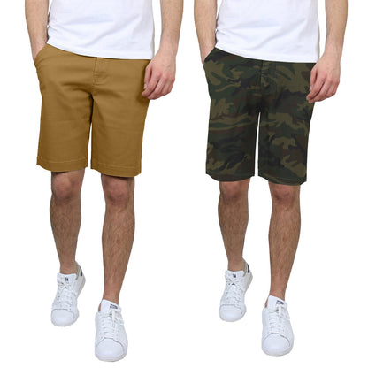 Men's 5-Pocket Flat-Front Stretch Twill Chino Short 2 PACK (Size 30-42)
