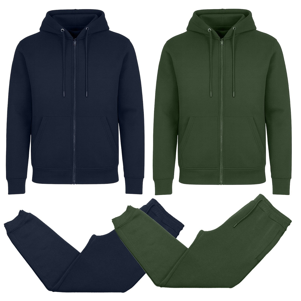 Men’s 4-Piece Fleece-Lined Full Zip Hoodie & Jogger Set – (S–3XL)