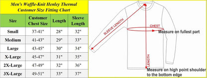 Men's Long Sleeve 3 Button Henley Waffle Knit Thermal Undershirt Tee Free Ship