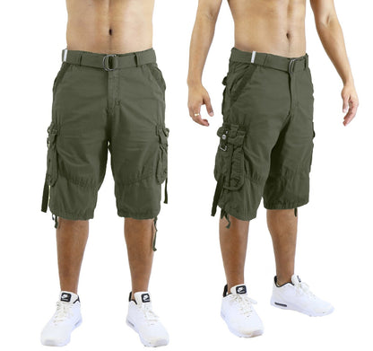 Men's Vintage Cargo Utility Shorts Includes belt Perfect for Camping and Hiking