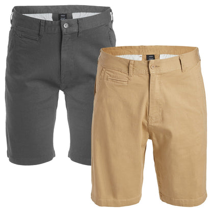 Men's Cotton Flex Stretch Button Closure Chino Shorts (Sizes 30-42) NEW 2-PACK