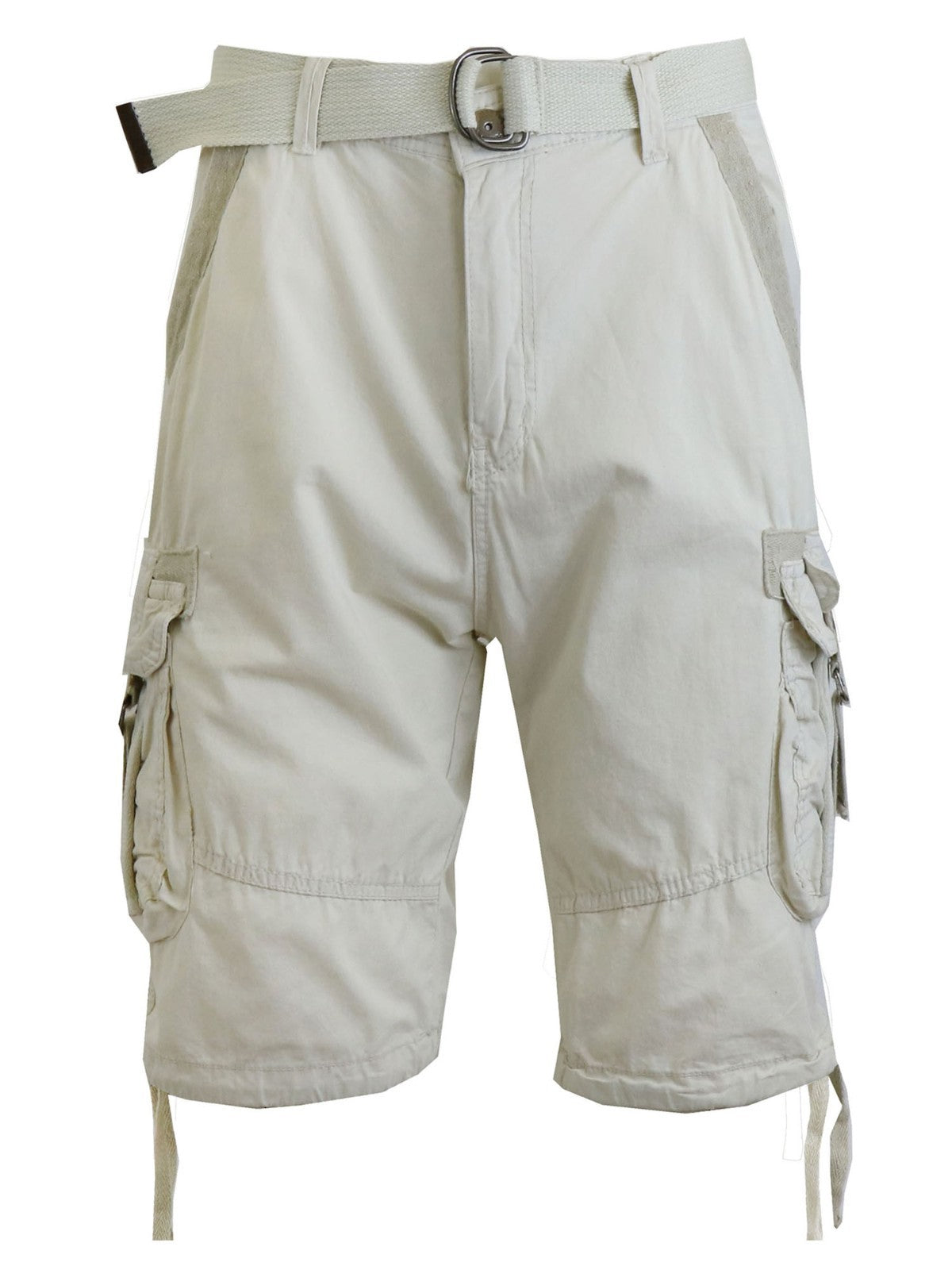 Men's Distressed Washed Cotton Cargo Shorts With Belt (Size 30-42) NEW