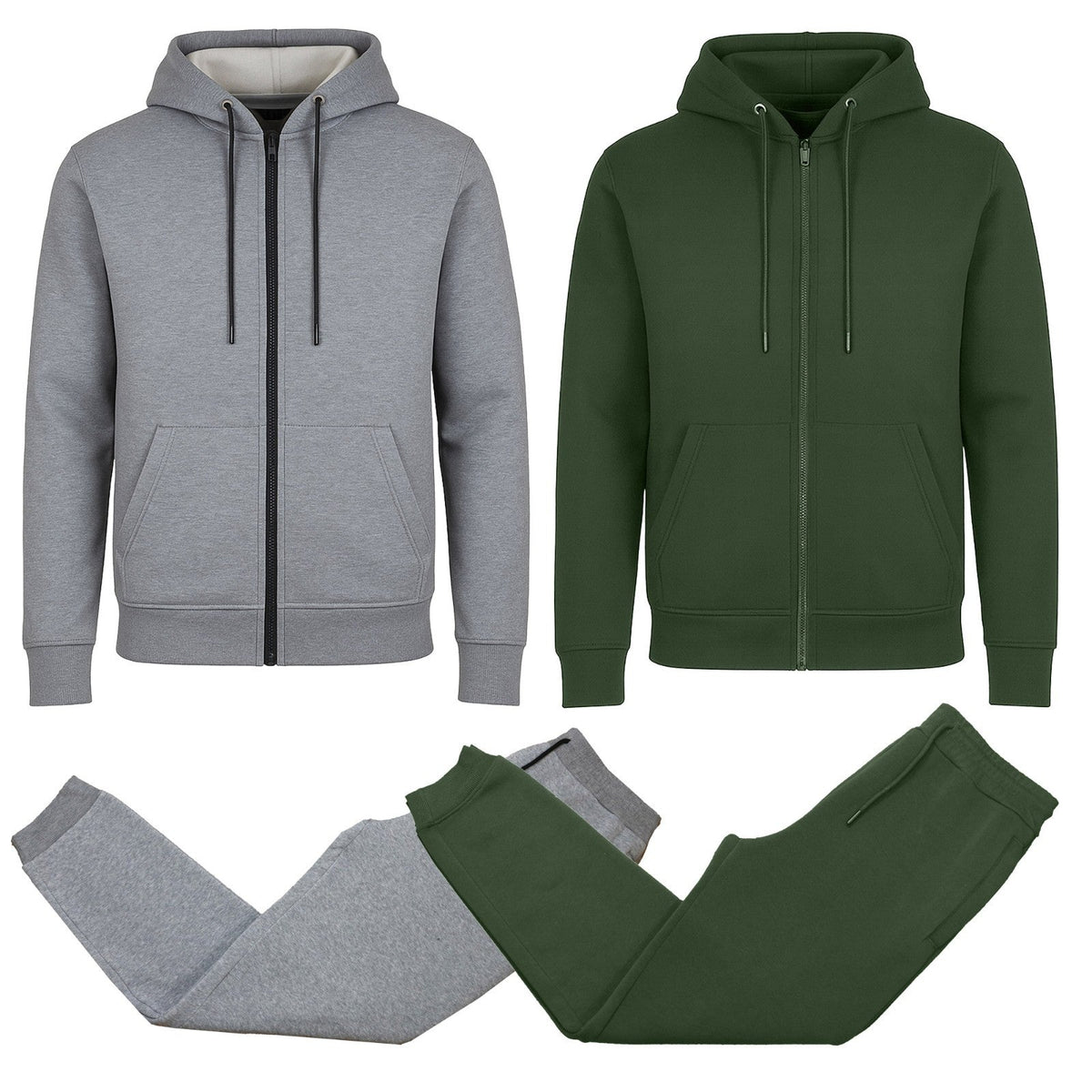 Men’s 4-Piece Fleece-Lined Full Zip Hoodie & Jogger Set – (S–3XL)