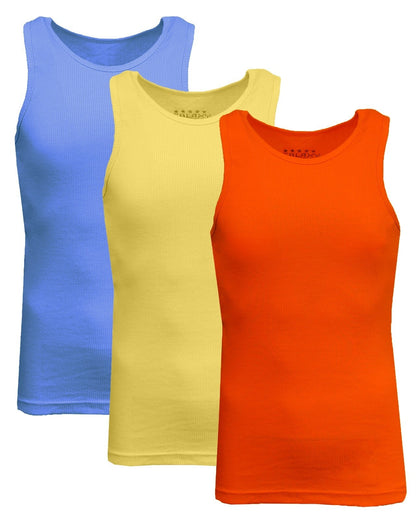 Men's 3 Pack Ribbed Tank Top Shirts Muscle Sleeveless Gym Beach Undershirt