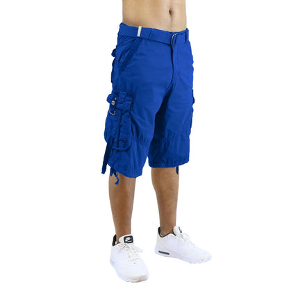Men's Distressed Washed Cotton Cargo Shorts With Belt (Size 30-42) NEW