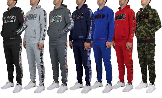 Mens Tech Fleece Hoodie & Jogger 2-Piece Set With Heat Seal Zipper Design S-4XL
