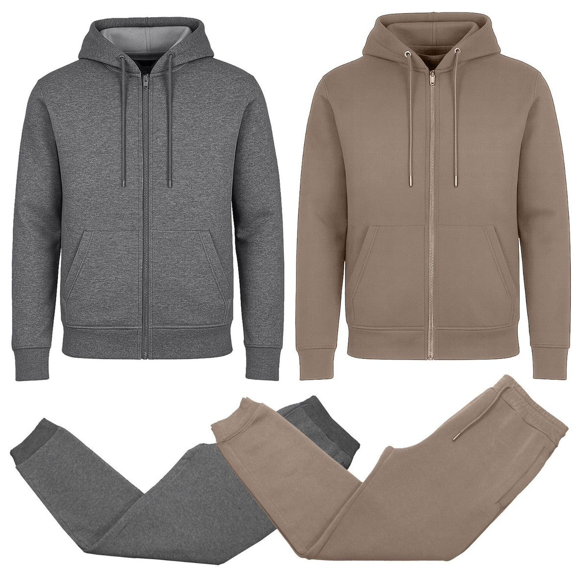 Men’s 4-Piece Fleece-Lined Full Zip Hoodie & Jogger Set – (S–3XL)