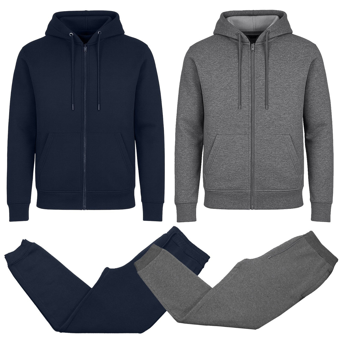 Men’s 4-Piece Fleece-Lined Full Zip Hoodie & Jogger Set – (S–3XL)