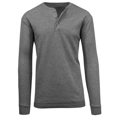 Men's Long Sleeve 3 Button Henley Waffle Knit Thermal Undershirt Tee