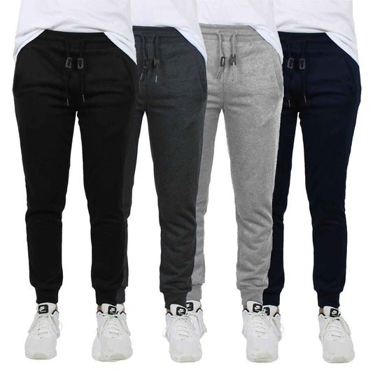 4 PACK Mens Jogger Pants Sweatpants Active Gym Lounge Running Slim Fit NWT