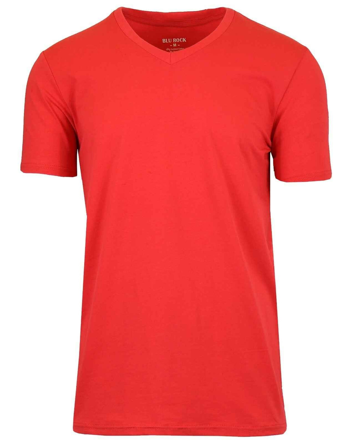 Mens Short Sleeve V-Neck Cotton Blend Stretch Tee Undershirt (M-2XL)