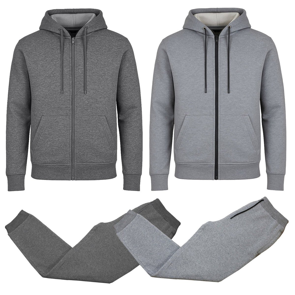 Men’s 4-Piece Fleece-Lined Full Zip Hoodie & Jogger Set – (S–3XL)