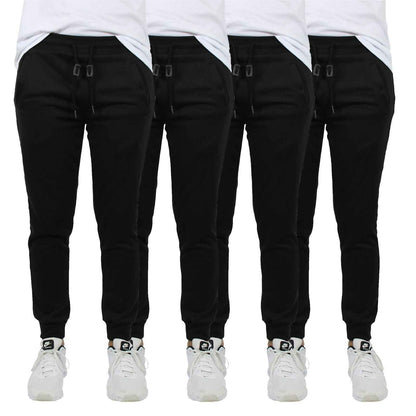 4 PACK Mens Jogger Pants Sweatpants Active Gym Lounge Running Slim Fit NWT