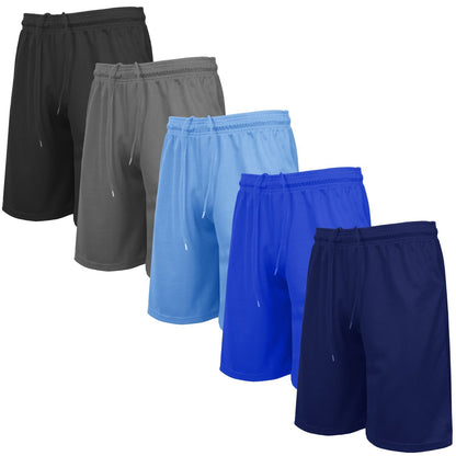 Men's 5-Pack Lightweight Breathable Moisture Wicking Mesh Shorts