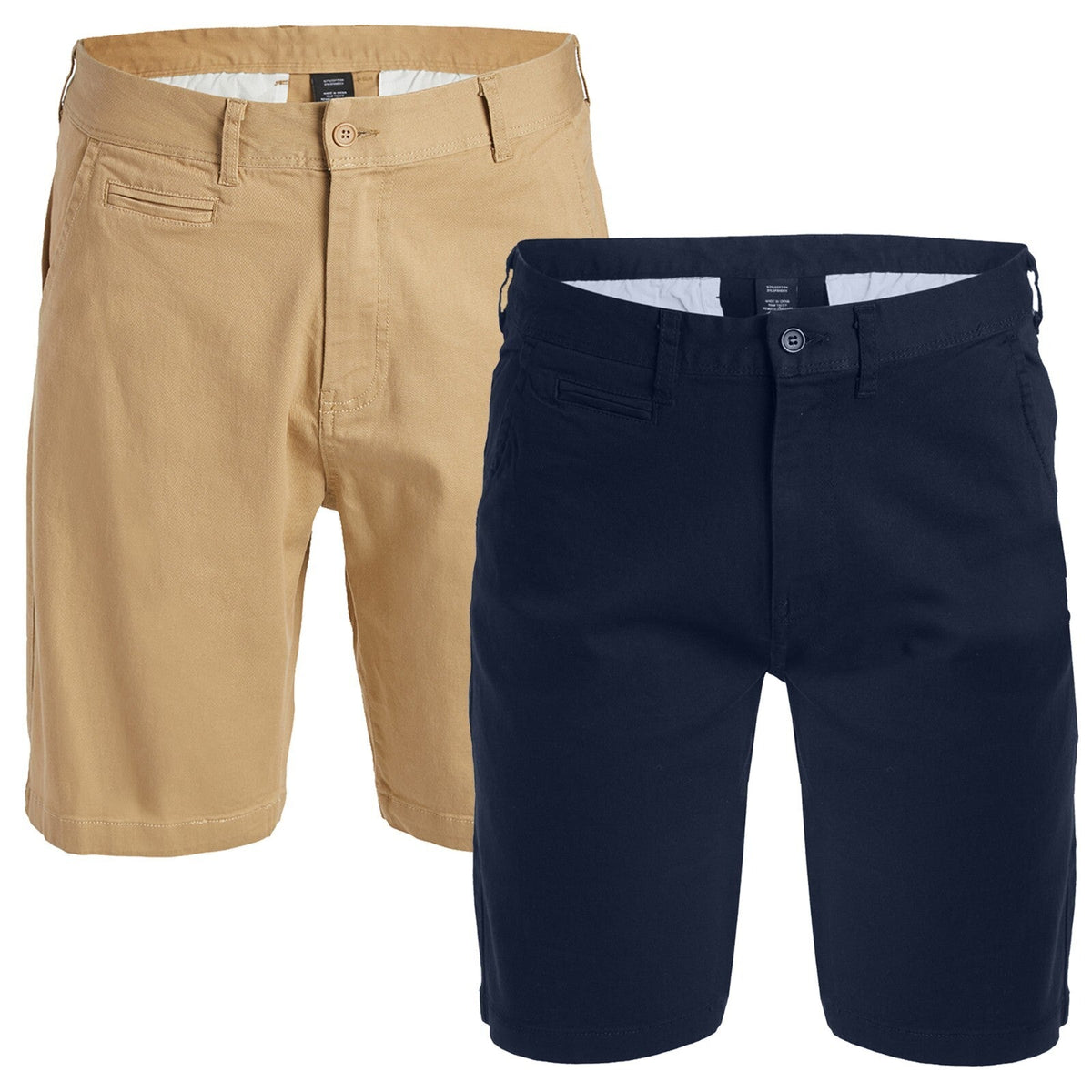 Men's Cotton Flex Stretch Button Closure Chino Shorts (Sizes 30-42) NEW 2-PACK