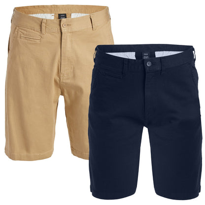 Men's Cotton Flex Stretch Button Closure Chino Shorts (Sizes 30-42) NEW 2-PACK