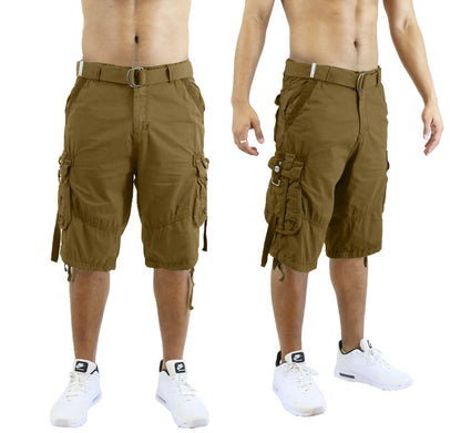 Men's Vintage Cargo Utility Shorts Includes belt Perfect for Camping and Hiking