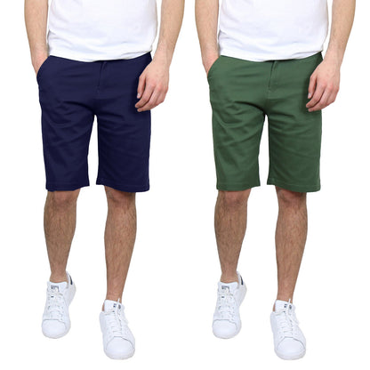 Men's 5-Pocket Flat-Front Stretch Twill Chino Short 2 PACK (Size 30-42)
