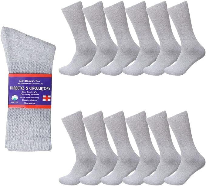 Diabetic Socks, Non-Binding Circulatory Cushion Cotton Crew Socks for Men Women - PremiumBrandGoods