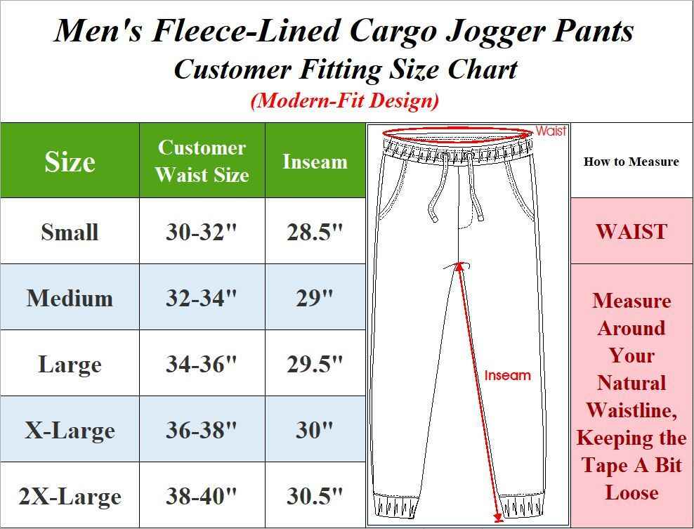 Men Fleece-Lined Cargo Jogger Sweatpants FREE SHIPPING (Size: S-3XL) (3-Pack)