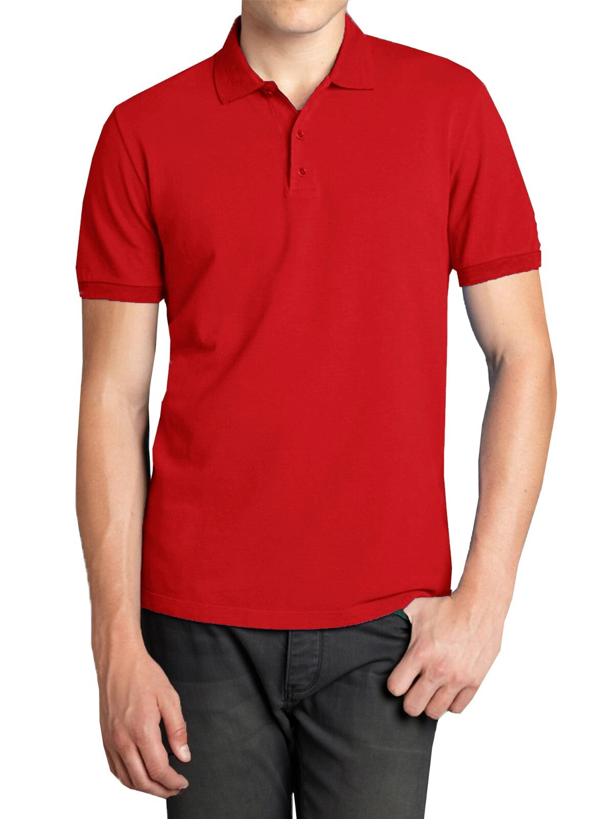 Men Heathered Polo Shirt New Standard Neck Classic Uniform Lounge