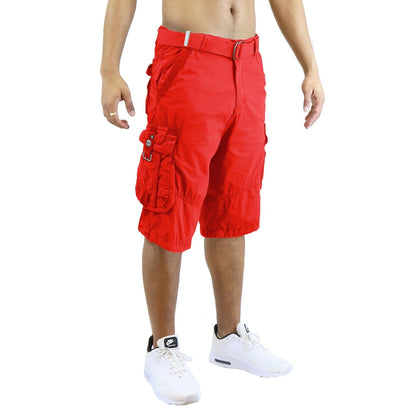 Men's Distressed Washed Cotton Cargo Shorts With Belt (Size 30-42) NEW