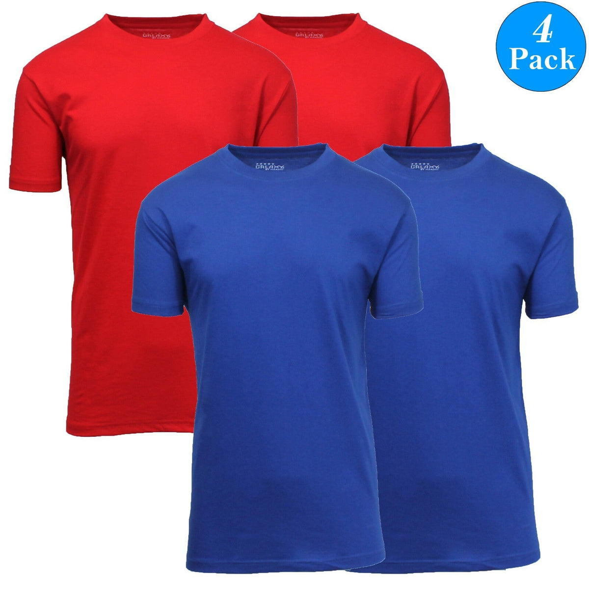 Men's Short Sleeve Brushed Cotton Regular Tee T-Shirt Summer Colors Lounge 4-Pack