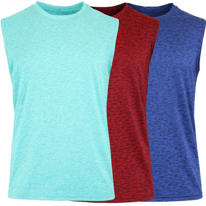 3-Pack Men's Moisture Wicking Performance Sleeveless Tee(Size-S - 3XL)