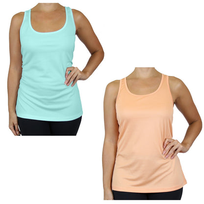 Women's Moisture-Wicking Sport Racerback Tank Tops Shirt 2 PACK(S-3XL)
