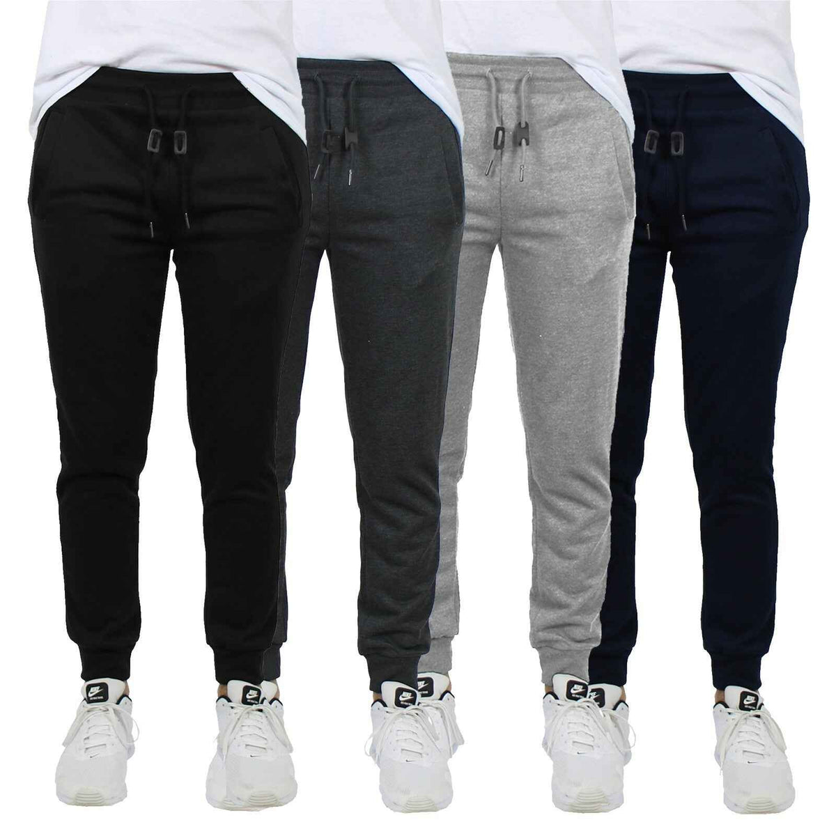 4 PACK Mens Jogger Pants Sweatpants Active Gym Lounge Running Slim Fit NWT
