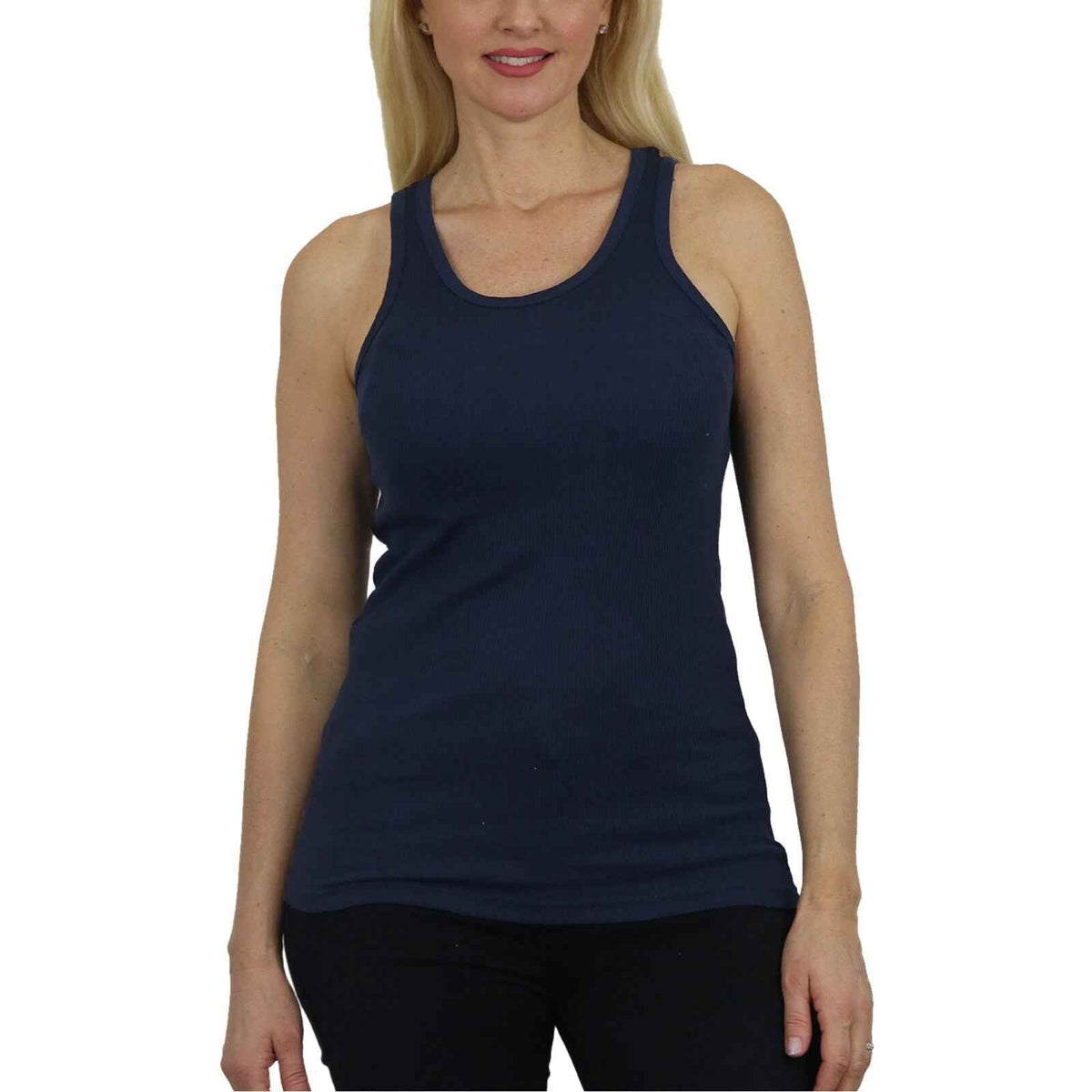 Women's Ribbed Tank Top - Soft Cotton Blend, Regular Fit, Gym & Lounge Wear