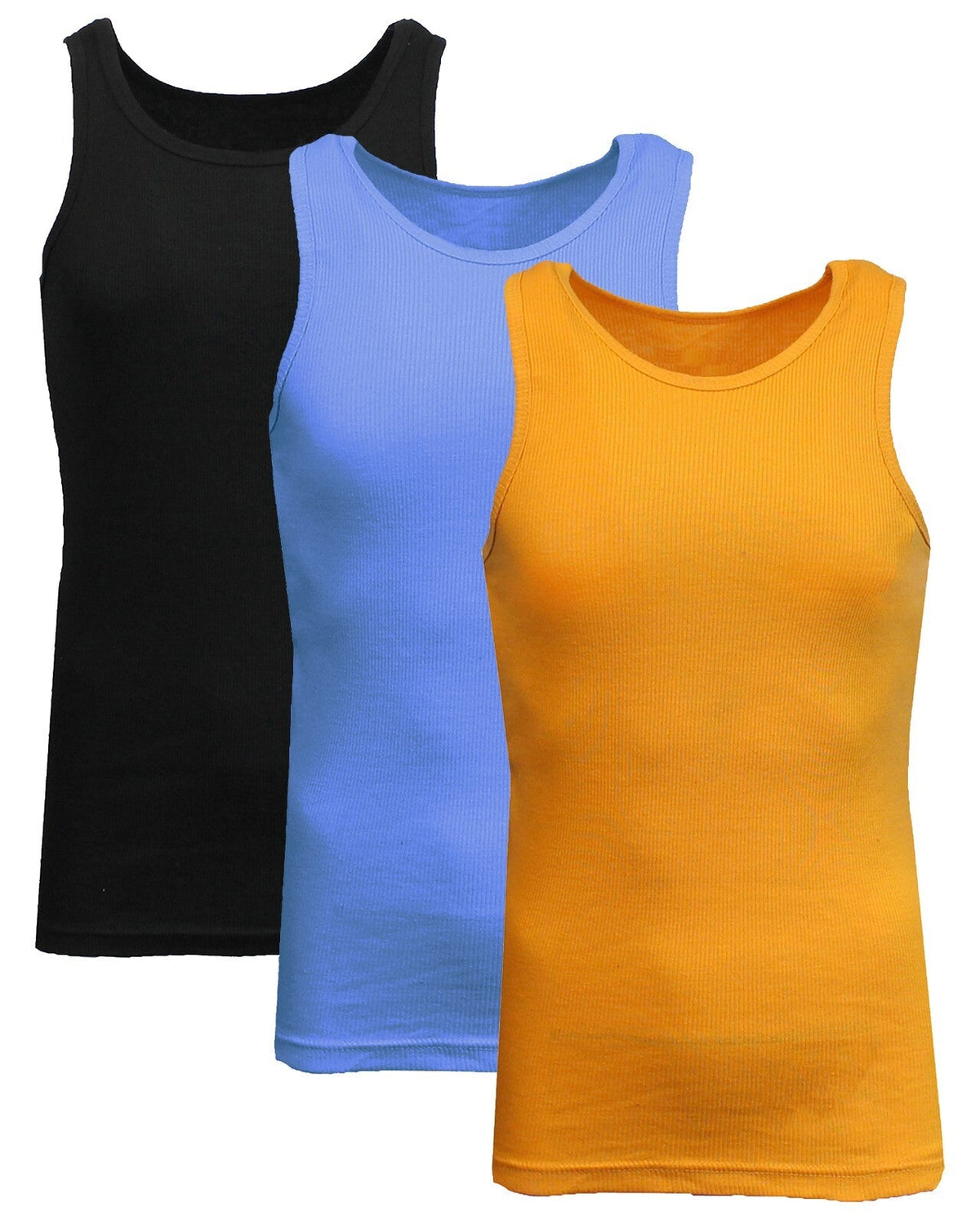 Men's 3 Pack Ribbed Tank Top Shirts Muscle Sleeveless Gym Beach Undershirt