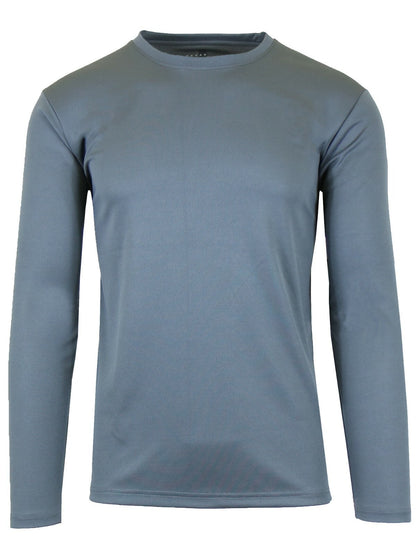 Men's Long Sleeve Crew Neck Performance Tees Layer Lounge Gym Work Casual NEW