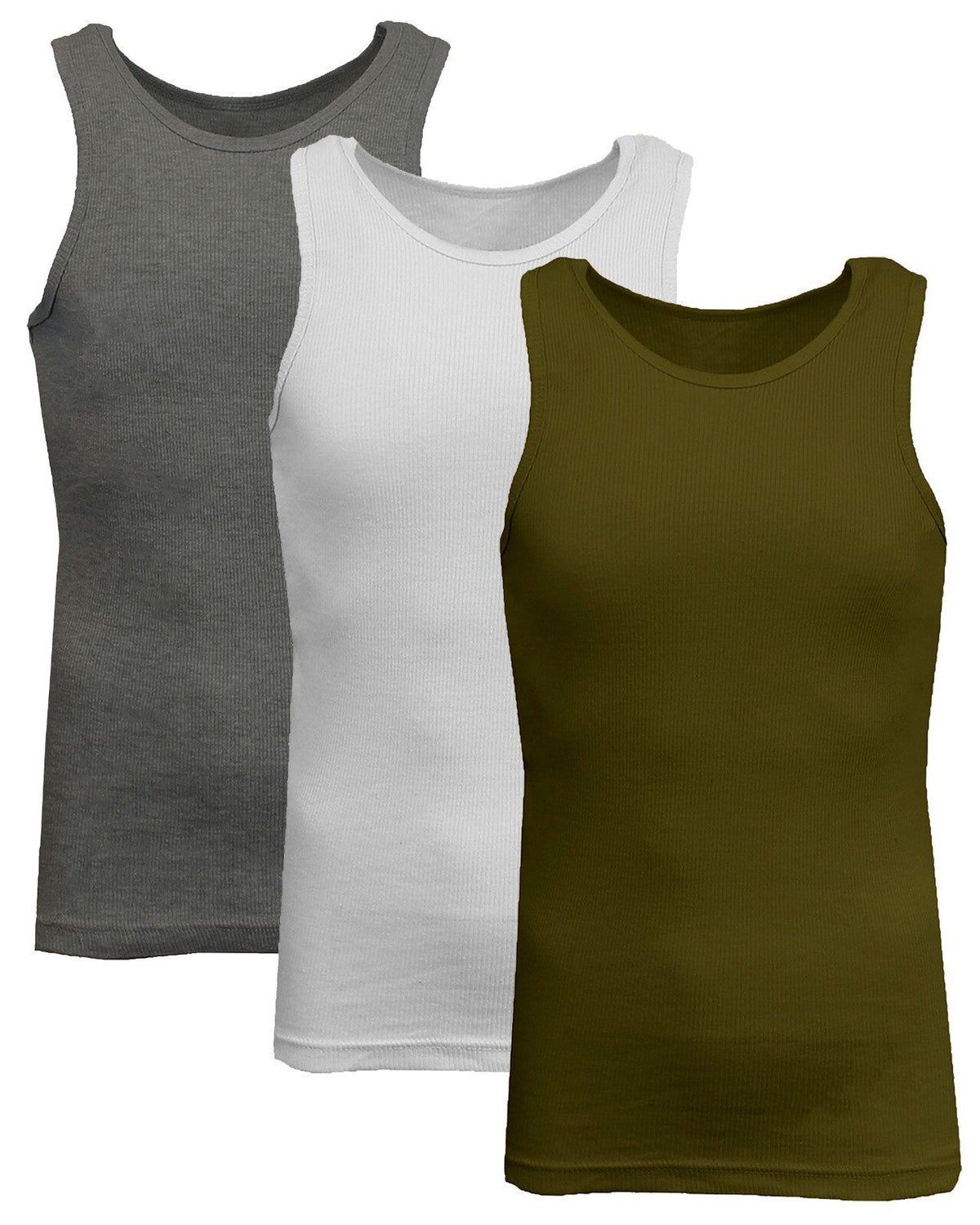 Men's 3 Pack Ribbed Tank Top Shirts Muscle Sleeveless Gym Beach Undershirt