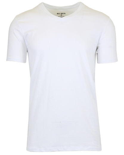 Men's Short Sleeve V-Neck Cotton Blend Stretch Tee Undershirt (M-2XL)